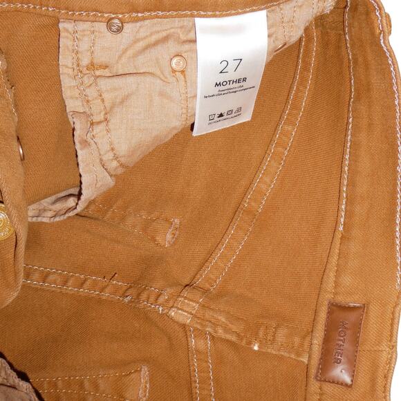 Mother Pixie Insider Ankle Fray Jeans in Play Date 27 Brown Button Fly Stretch - Picture 8 of 11